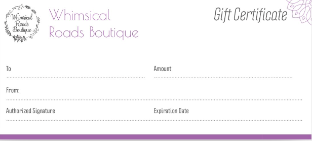 Whimsical Roads Boutique Gift Card